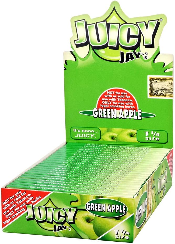Juicy Jay's 24 Packs (1 Box) 1.25" Rolling Papers Pure Hemp - Apple Green