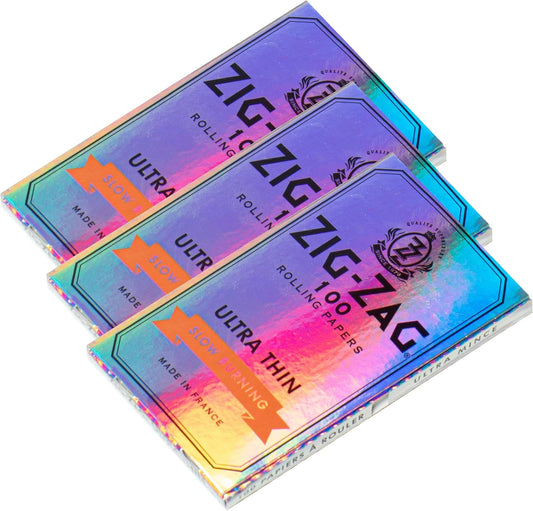 ZIG-ZAG Ultra Thin Rolling Papers, Single Wide (Regular), 3 Booklet Pack, 100 Leafs per Pack, Lightweight Slow Burning Paper, 100% Natural Gum Arabic, No Bleach, Authentic (Silver) - 300 sheets