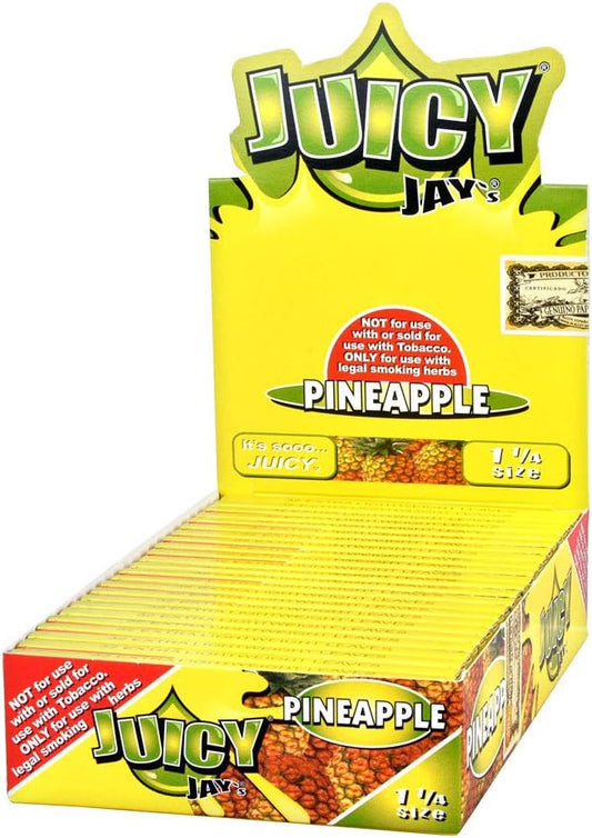 24 Packs (1 box) Juicy Jay's 1.25" Pure Hemp Rolling Papers - Pineapple