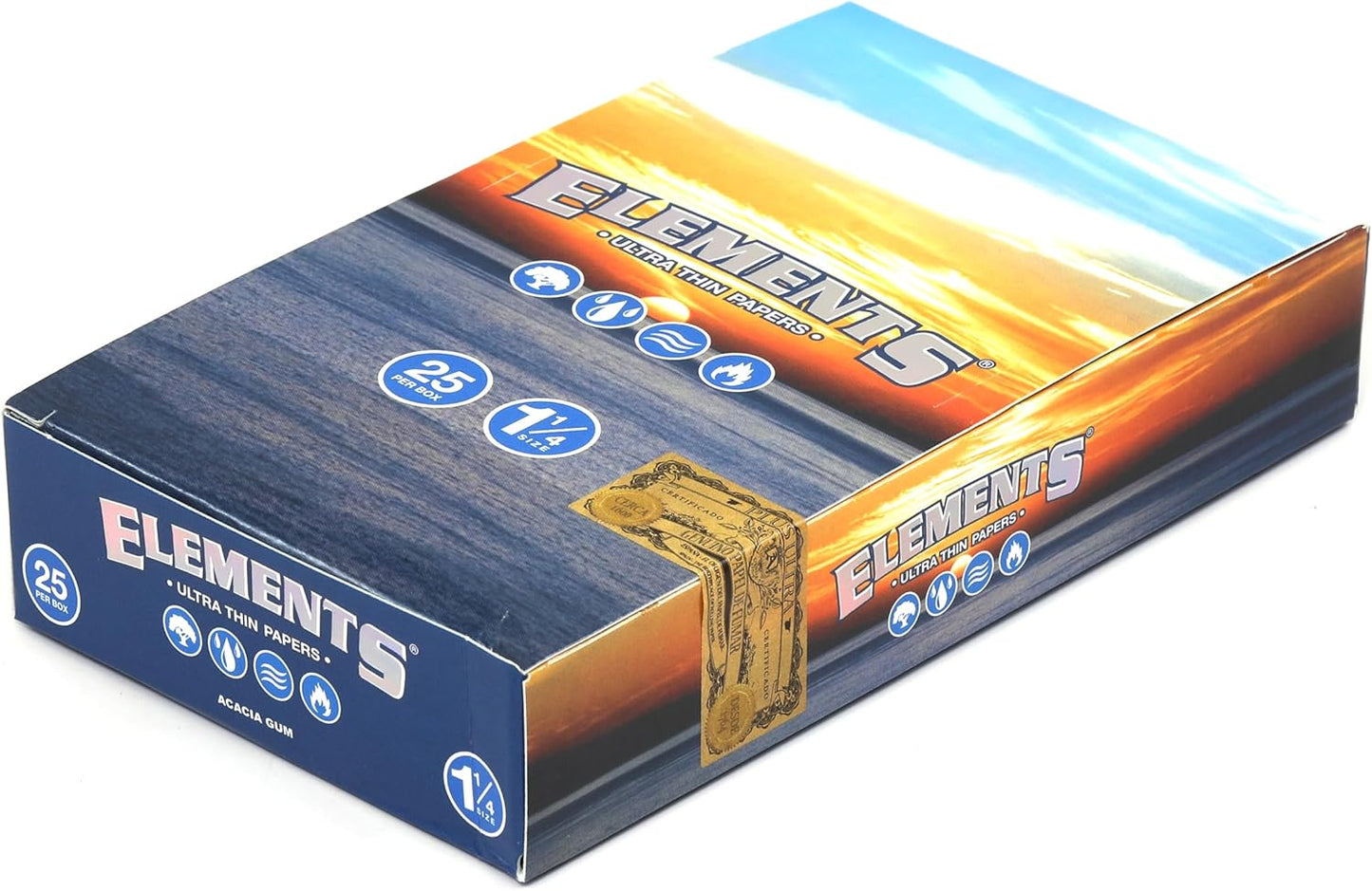 Elements 1 1/4 Size Ultra Thin Rice Rolling Paper - 25 Booklets, 1250 Sheets
