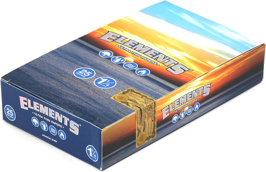Elements 1 1/4 Size Ultra Thin Rice Rolling Paper - 25 Booklets, 1250 Sheets