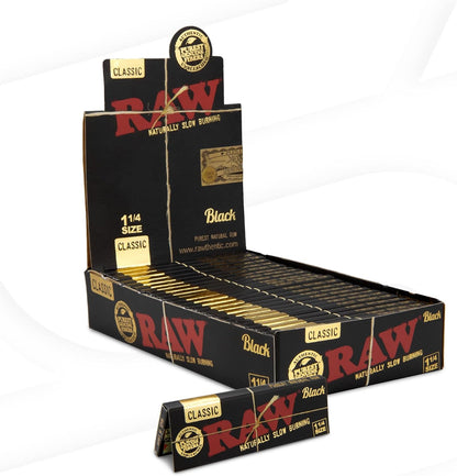 Raw Black Classic Rolling Papers 1 1/4 24 Pack