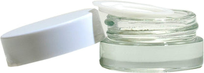 7ml Glass Shoulderless Screw Top Jars w/Grooved Anti-Leak Gasket | Concentrate, Medicine, Lip Balm, Makeup or Oil Containers | 100pc (White Lids)