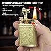 Vintage Lighter Permanent Match, Cool Trench Lighter Brass Lighter, Unique Lighters, Antique Kerosene Lighter Fluid Refillable, Reusable Waterproof Matches Lighters