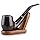 Joyoldelf tobacco pipes "Maigret" Black, Smooth, Bent, Hand made + Stand, Wooden Smoking Pipe with Gift Box