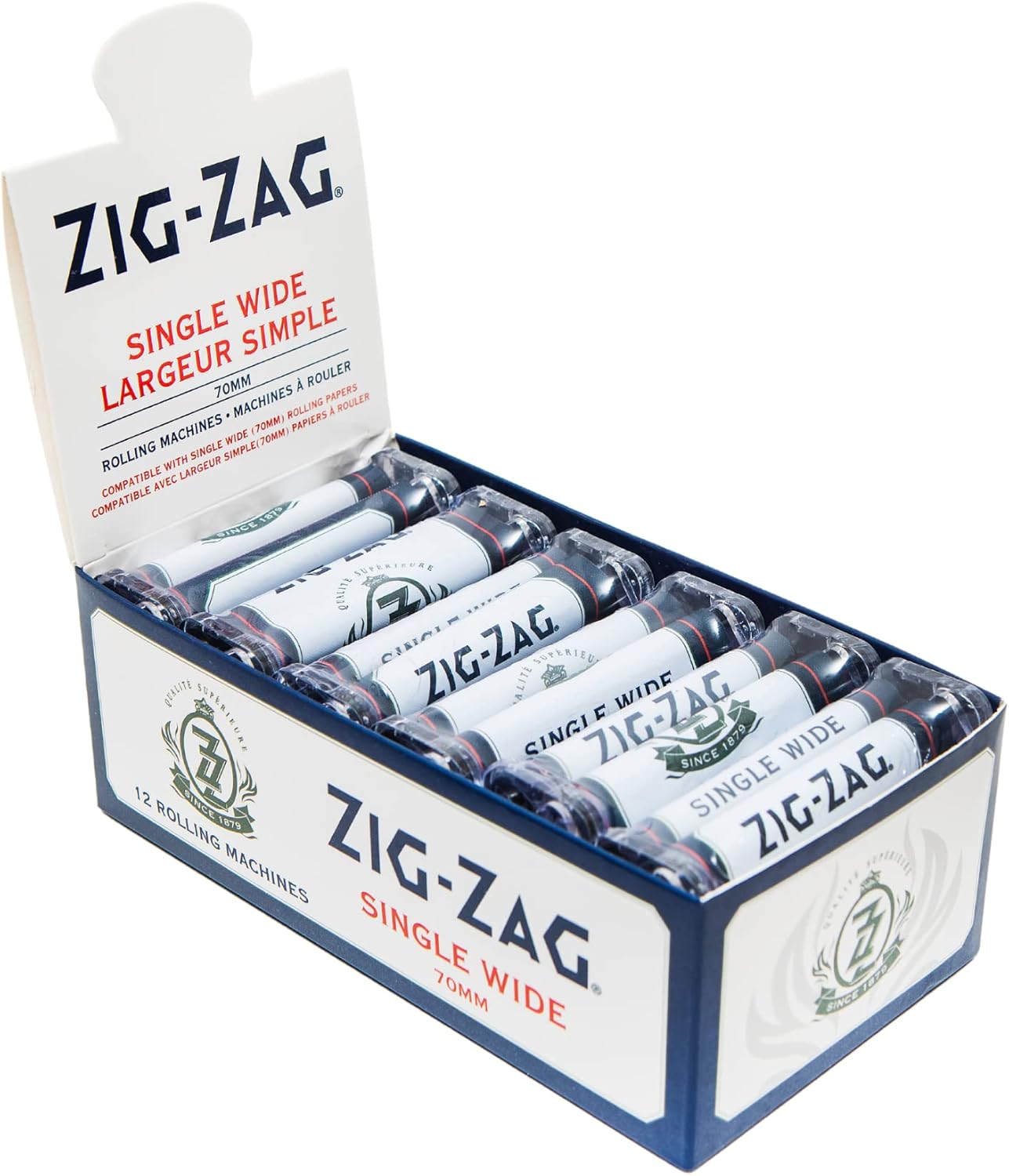 Zig-Zag Rolling Machine Compatible with Single Wide Paper Rolls, Light & Compact Roller, Easy, Simple, Convenient & Portable Accessories for Consistent Roll, 1 Carton (12 Units) - 70mm Size