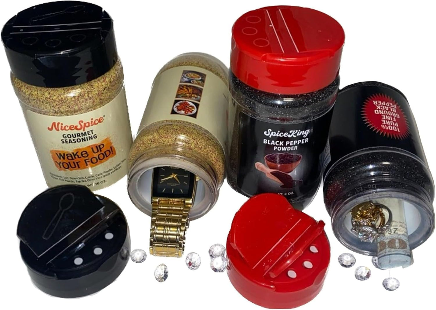 Salt & Pepper Safe (Bundle) to save you money. Diversion Safe Can Safe Hidden Safe with 4" Deep "hidden space" FOOLS your Mind as you can SEE the food so you think nothing else could be inside!