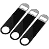 Heavy Duty Stainless Steel Flat Bottle Opener, 3 Pack Beer Bottle Opener for Kitchen, Bar or Restaurant (Black)