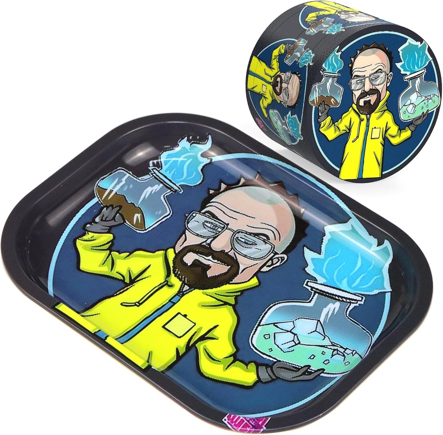 Rolling Tray Premium Metal Tray and Spice Grinder with Design - Perfect Size for Home Or Travel Accessories