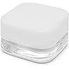 5ml Cube Glass Shoulderless Screw Top Jars w/ Child Resistant Lid | Containers for Essential Oils, Concentrates, Lip Balm, Makeup or Cosmetics | 100pc (Clear Glass, White Lid)