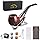 Joyoldelf Handmade Rosewood Tobacco Pipe - Wooden Smoking Pipe with Classical Flower Patterns and Stainless Steel Pipe Stand, Pipe Starter Kit for Beginner