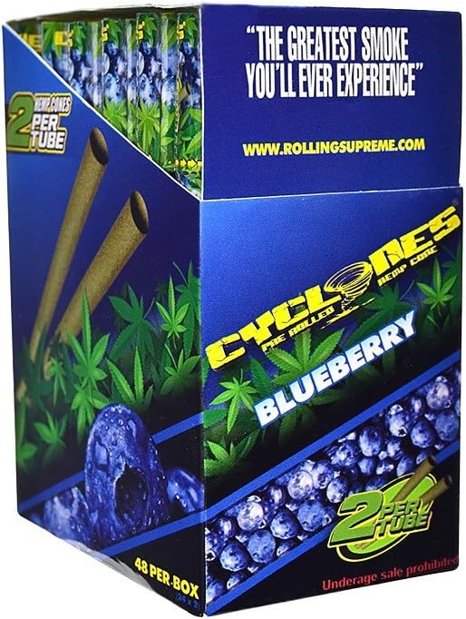 24 Cyclones Blueberry Pre Rolled cigarette Cones Non Tobacco 2 Per Tube