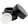 3ml Glass Shoulderless Screw Top Jars w/Grooved Anti-Leak Gasket | Essential Oil, Concentrate, Lip Balm or Makeup Containers | 100pc (Black Glass, Black Lid)