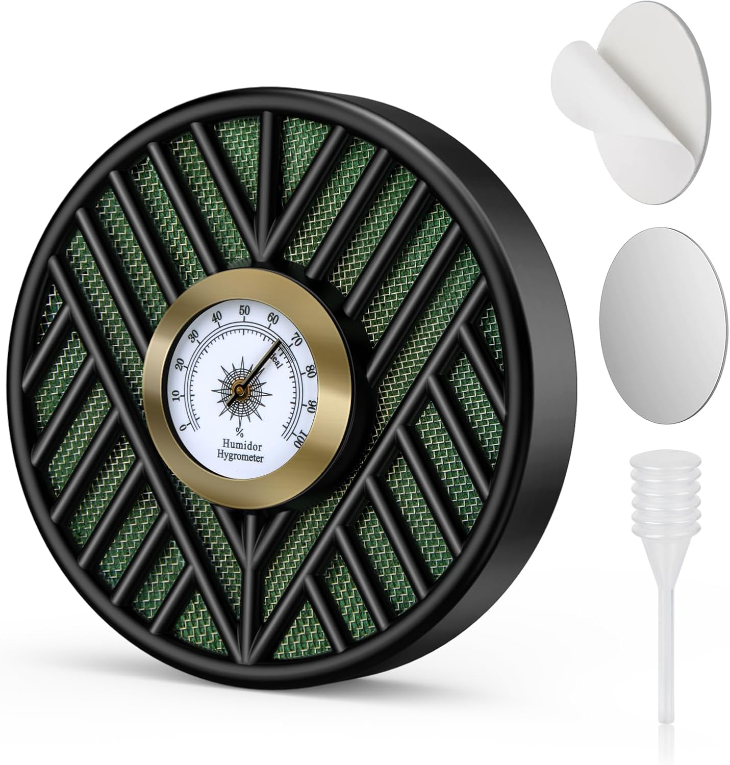 Scotte Cigar Humidifier, Cigar Humidors Humidifier, Round Cigar Humidier & High Precision Cigar Hygrometer Combo for Cigar Box, Keep Cigars Fresh