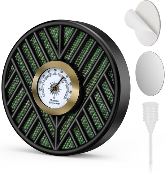 Scotte Cigar Humidifier, Cigar Humidors Humidifier, Round Cigar Humidier & High Precision Cigar Hygrometer Combo for Cigar Box, Keep Cigars Fresh