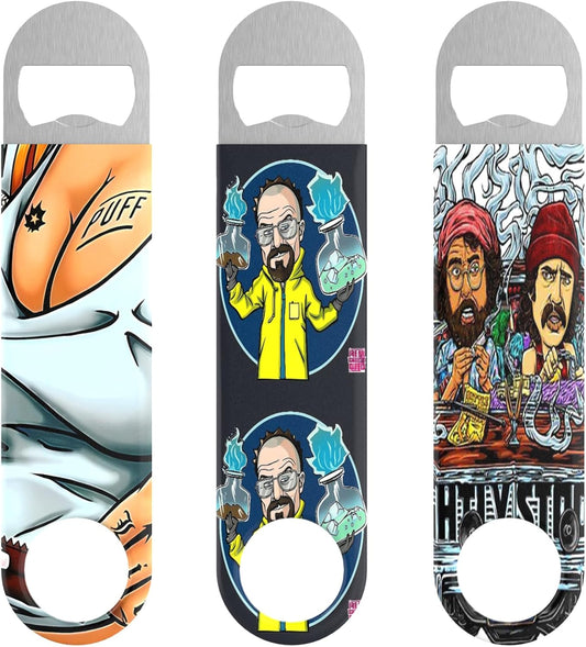 Heavy Duty Stainless Steel Flat Bottle Opener, 3 Pack Beer Bottle Opener for Kitchen, Bar or Restaurant (Grey)