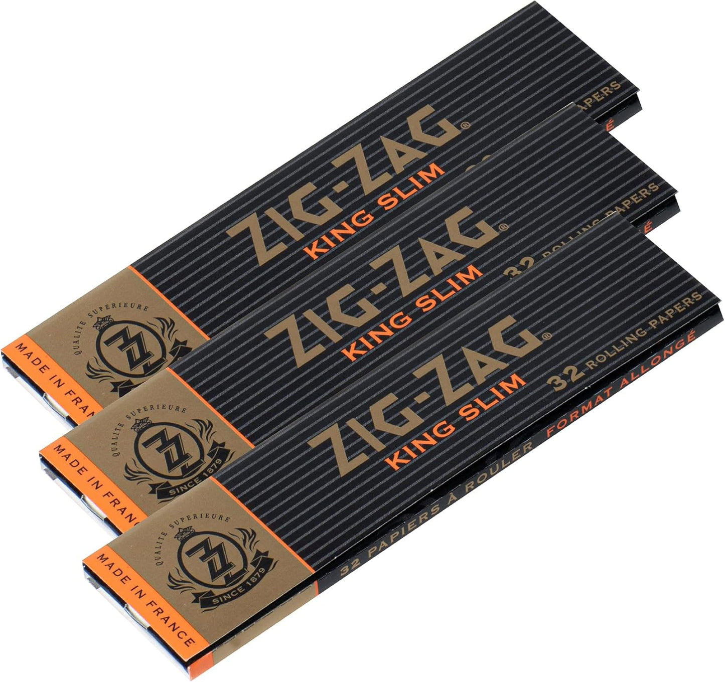 Zig-Zag - Slow Burning Rolling Papers, 3 Booklet Pack, 32 Leafs per Pack, King Size Slim Roll, Kutcorners Easy Rolling, 100% Natural Gum Arabic, No Bleach, Authentic (Black)