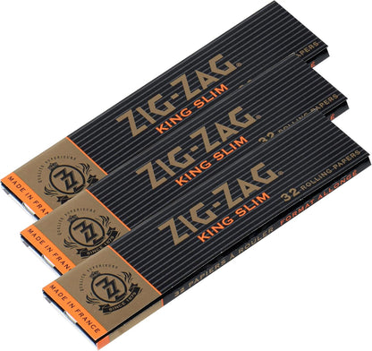 Zig-Zag - Slow Burning Rolling Papers, 3 Booklet Pack, 32 Leafs per Pack, King Size Slim Roll, Kutcorners Easy Rolling, 100% Natural Gum Arabic, No Bleach, Authentic (Black)