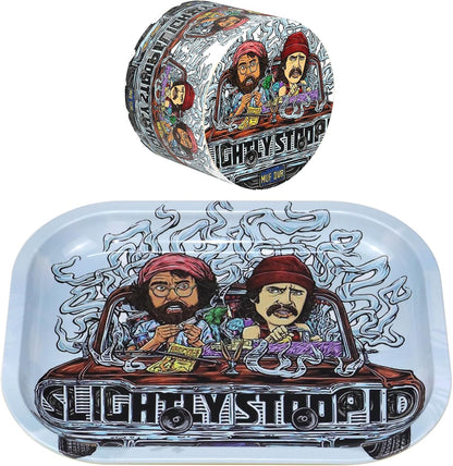 Rolling Tray Premium Metal Tray and Spice Grinder with Design - Perfect Size for Home Or Travel Accessories