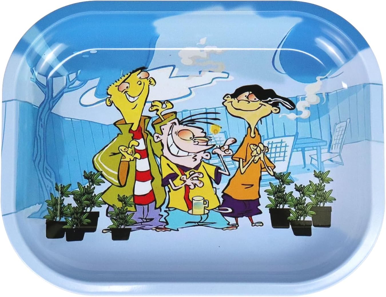 Rolling Trays Premium Metal Tray with Design - Perfect Size for Home Or Travel Accessories 7''X 5.5'',Three Cartoons, Family001