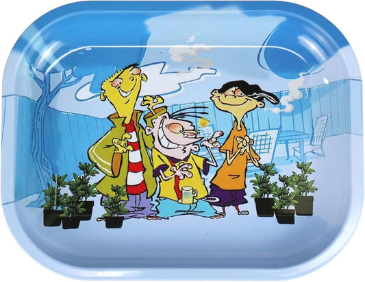 Rolling Trays Premium Metal Tray with Design - Perfect Size for Home Or Travel Accessories 7''X 5.5'',Three Cartoons, Family001