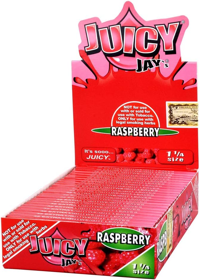 Juicy Jay's 1 1/4 Size Cigarette Papers - Raspberry 24 Packs (1 box)