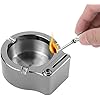 YUSUD Large Cigarette Ashtray with Permanent Match Lighter, Flint Fire Starter Ashtray, Fancy Metal Ash Tray Set for Weed, Cool Ashtrays for Cigars Outdoor Indoor Decor in Home Office