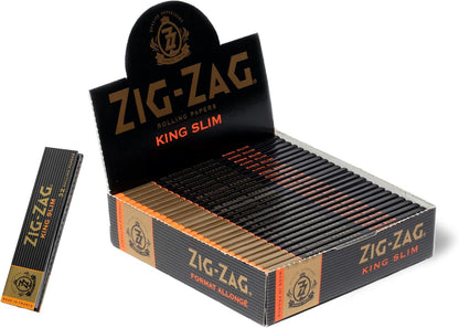 Zig-Zag Slow Burning Rolling Paper – King Size Slim Pocket-Sized Accessories Made from Plant Fibers with Gum Arabic – No Bleach, Thin, Easy Rolling, Compact and Lightweight – 25 Packs, 32 Sheets Each