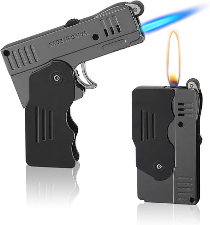 Yusud Foldable Torch Lighter with Switchable Soft Jet Flame, Lockable Butane Lighter, Refillable Butane Lighter, Cool Lighters for Men Dad Husband (Fuel No Included)