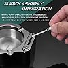 YUSUD Large Cigarette Ashtray with Permanent Match Lighter, Flint Fire Starter Ashtray, Fancy Metal Ash Tray Set for Weed, Cool Ashtrays for Cigars Outdoor Indoor Decor in Home Office