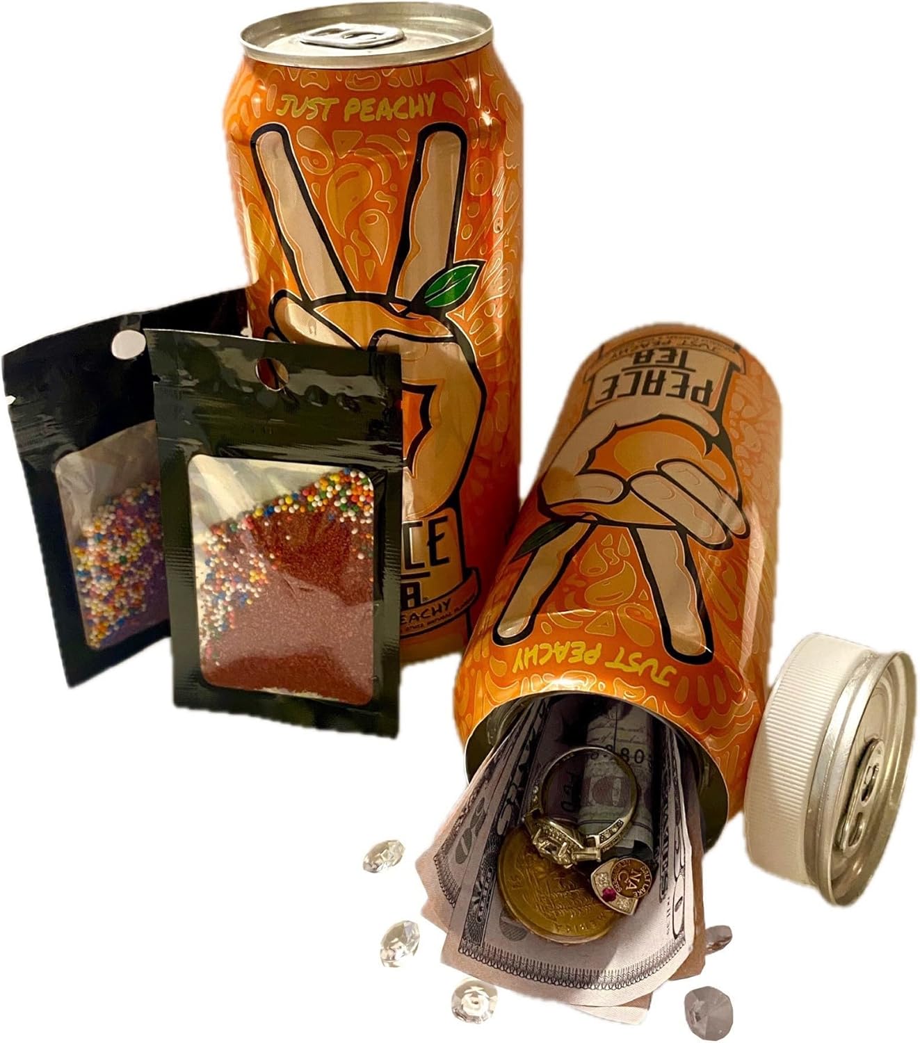 Fake Soda Peace Tea Georgia Peach 32 OZ Safe Diversion Secret Stash Safes with Hidden Storage to Hide Money Jewelry Anything