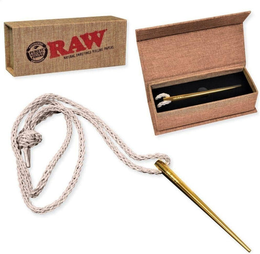 RAW Gold Poker Tool With Hemp Necklace & Display Box