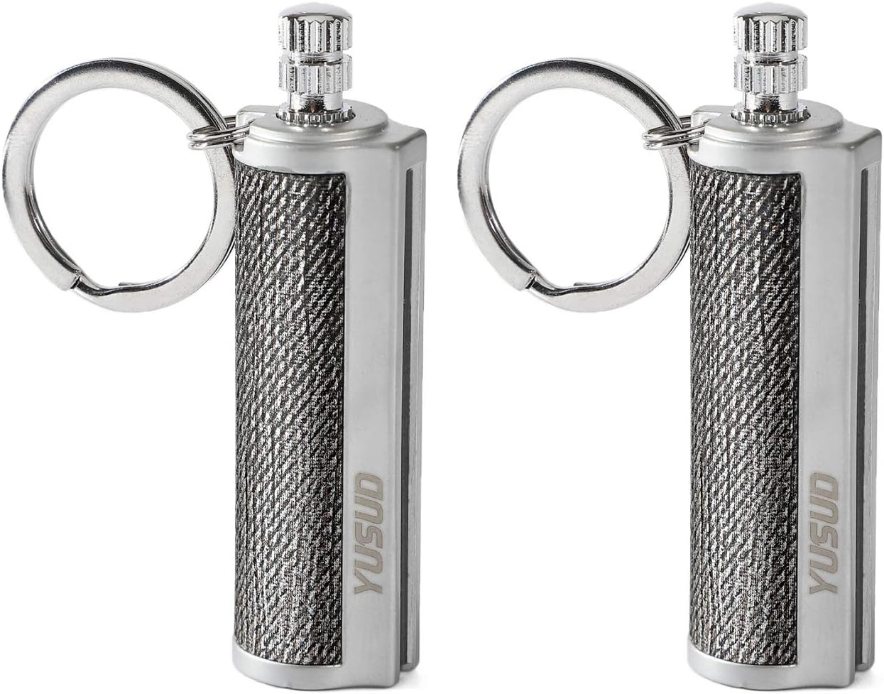 YUSUD 2 Pack Permanent Match Infinity Lighter with Multitool Keychain, Reusable Waterproof Match Strike Anywhere, Forever Flint Fire Starter for Outdoor Survival Tool for Men (Fuel Not Included)