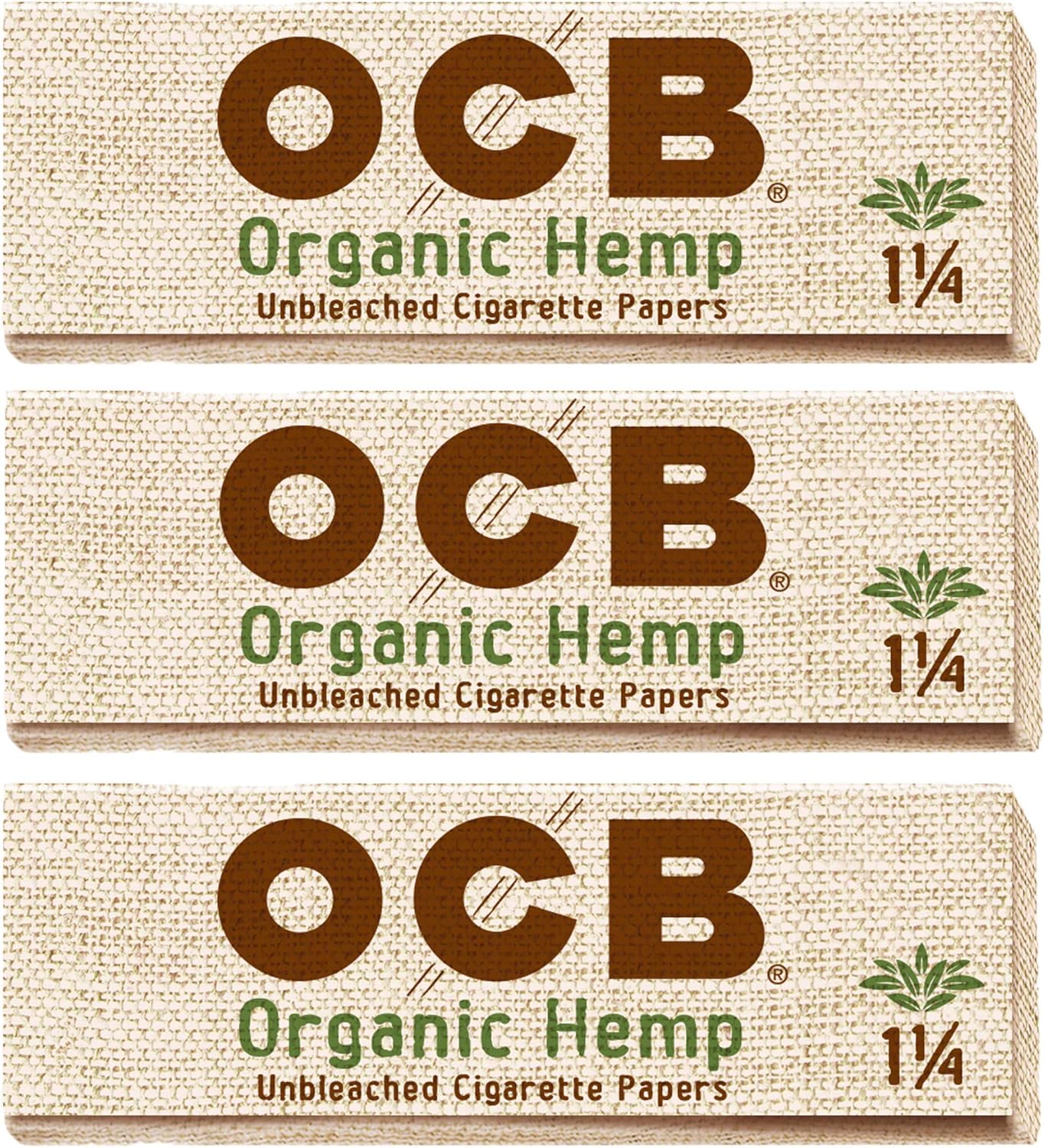 OCB - Organic 1 1/4" Rolling Papers - 3 Booklets with 50 Leaves per Booklet