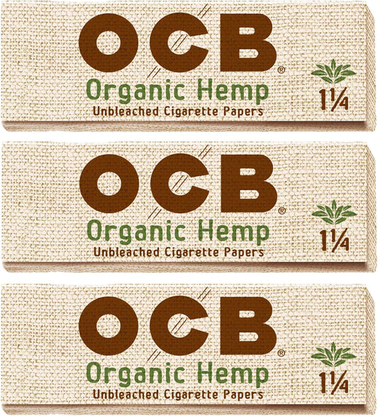 OCB - Organic 1 1/4" Rolling Papers - 3 Booklets with 50 Leaves per Booklet