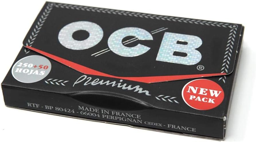 OCB Premium Black Rolling Paper - BLOC 300-1 1/4 Size Papers - 3 packs of 100 papers