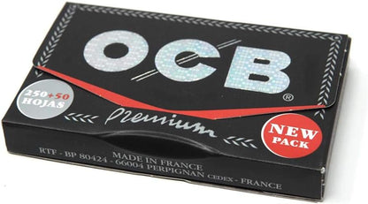 OCB Premium Black Rolling Paper - BLOC 300-1 1/4 Size Papers - 3 packs of 100 papers