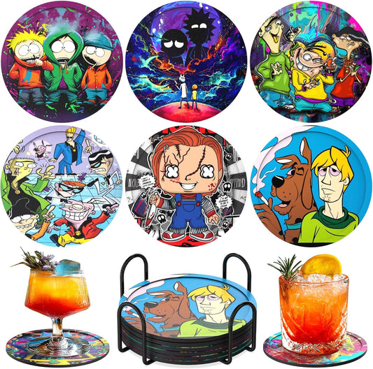 Silicone Coasters for Drinks[6 Pack]- Cup Mat for Tabletop Protection-Non-Slip, Non-Stick, Coffee Table Decor, Great Gift for Any Occasion (6 Coasters Style D)