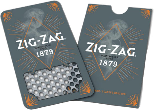 Zig-Zag - Herb Grinder Card with Protective Paper Sleeve, 3 Designs Available, Portable Grinder, Wallet-Sized Metal Card - 5.08 x 0.025 x 0.017 cm- Gray