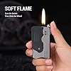 Yusud Foldable Torch Lighter with Switchable Soft Jet Flame, Lockable Butane Lighter, Refillable Butane Lighter, Cool Lighters for Men Dad Husband (Fuel No Included)