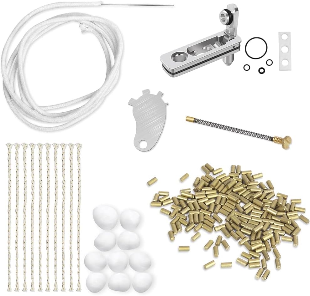 YUSUD Flint & Wick Lighter Accessories, Ultimate Repair Kit for Fluid Lighters & Insert (200 Pices Flint Stone, Metal Lighter Gasket, Wick with Needle, Copper Cotton Wicks, Spring, Cotton, Screw Tool)