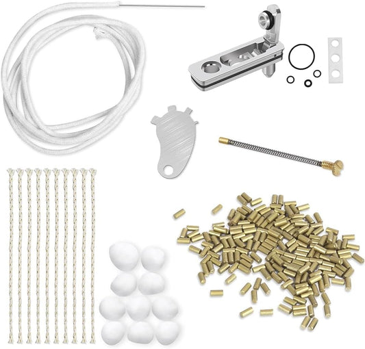 YUSUD Flint & Wick Lighter Accessories, Ultimate Repair Kit for Fluid Lighters & Insert (200 Pices Flint Stone, Metal Lighter Gasket, Wick with Needle, Copper Cotton Wicks, Spring, Cotton, Screw Tool)