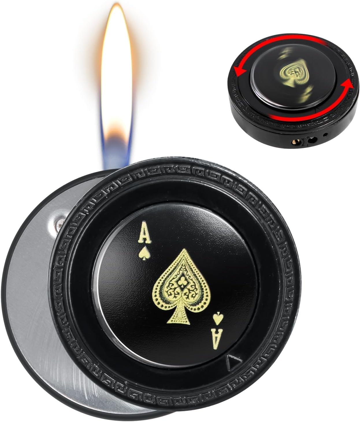 YUSUD Cool Lighters for Men, Refillable Butane Lighter, Windproof Lighters, Ace of Spades Cute Lighter, Unique Lighter with Ace Design, Soft Flame Fidget Lighter, Funny Gifts for Men/Women (No Gas)