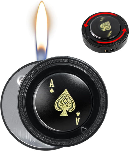 YUSUD Cool Lighters for Men, Refillable Butane Lighter, Windproof Lighters, Ace of Spades Cute Lighter, Unique Lighter with Ace Design, Soft Flame Fidget Lighter, Funny Gifts for Men/Women (No Gas)