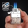 Yusud Butane Lighter Insert, Windproof Lighter with Adjustable Dual Torch Jet Flame, Fuel Refillable Lighter, for Men Dad Boyfriend (Fuel No Included)