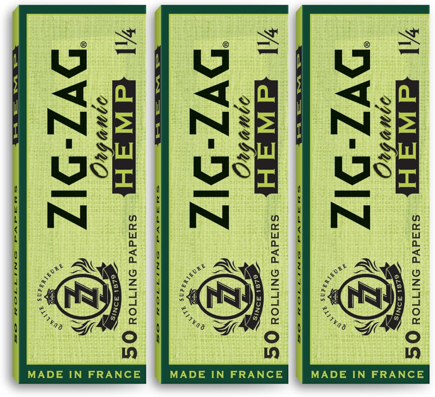 Zig-Zag – Organic 1¼ ROLLING PAPERS, 3 Booklet Pack, 50 Sheets per Pack, Slow Burning, 100% Natural Gum Arabic, 150 Sheets