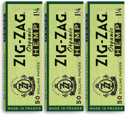 Zig-Zag – Organic 1¼ ROLLING PAPERS, 3 Booklet Pack, 50 Sheets per Pack, Slow Burning, 100% Natural Gum Arabic, 150 Sheets