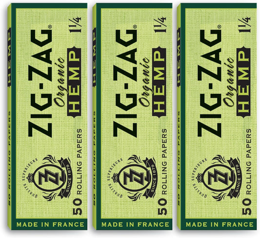 Zig-Zag – Organic 1¼ ROLLING PAPERS, 3 Booklet Pack, 50 Sheets per Pack, Slow Burning, 100% Natural Gum Arabic, 150 Sheets