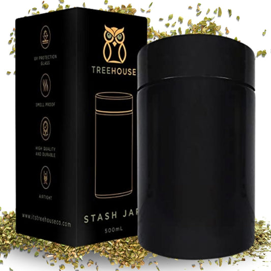 Stash Jar Smell Proof Container (500mL) for Herbs, Spices, Coffee, Teas & More - Plus x2 Resealable Smell Proof Bags