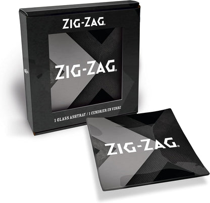 Zig-Zag - Glass Ashtray, Premium Quality Shatter Resistant Glass Ashtray Indoor and Outdoor Use - Tabletop Ash Tray - Black